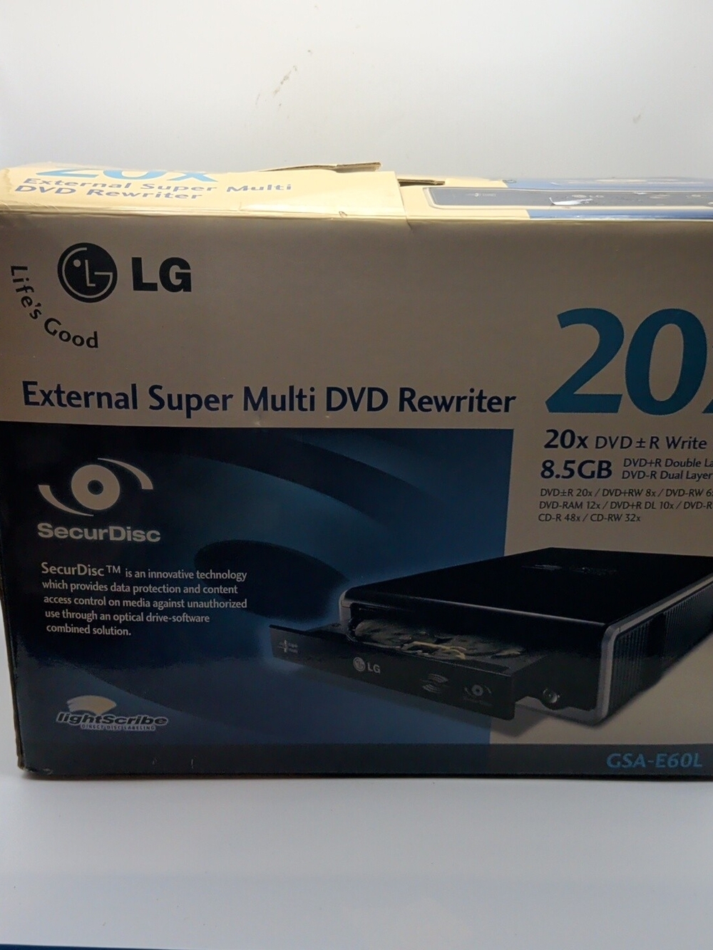 LG GSA-E60L External Super Multi DVD +/- Rewriter 20x Speed 8.5 GB LightScribe